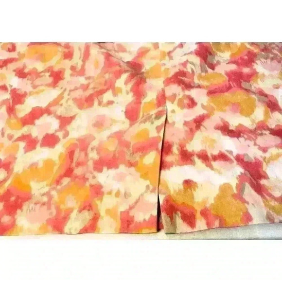 Talbots Pink Yellow A Line Canvas Midi Cotton Blend Lined Skirt Women's Size 16 - Picture 7 of 12